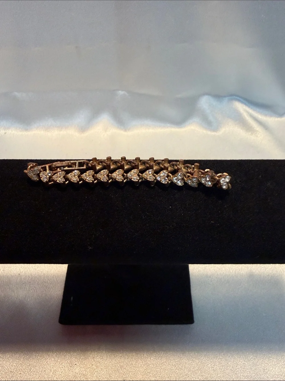 Source Unknown Rose Gold Tone Bracelet with Clear Crystals